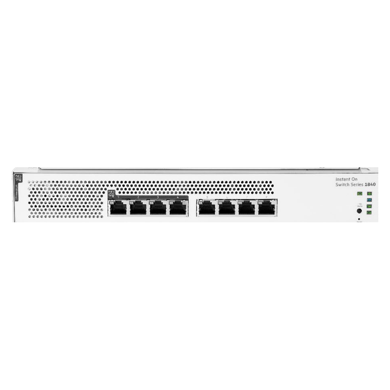 HPE Networking Instant On Switch 8p Gigabit 4p CL4 PoE 65W 1840 (S5E26A), front view