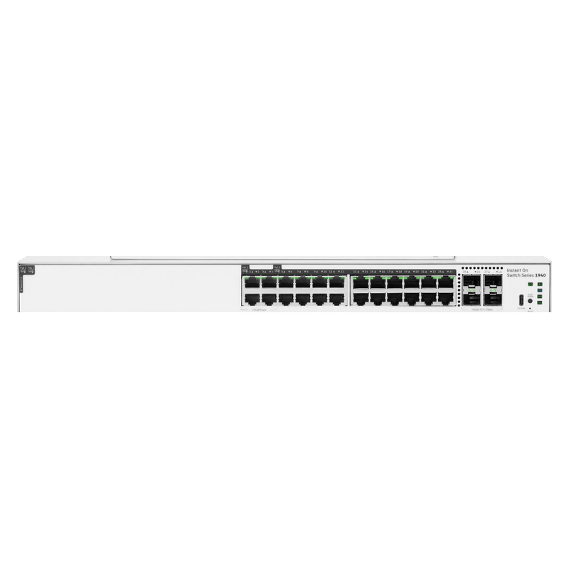 HPE Networking Instant On Switch 20p Gigabit CL4 4p SR2.5G CL6 PoE 4p SFP+ 370W 1940 (S4A32A), front view