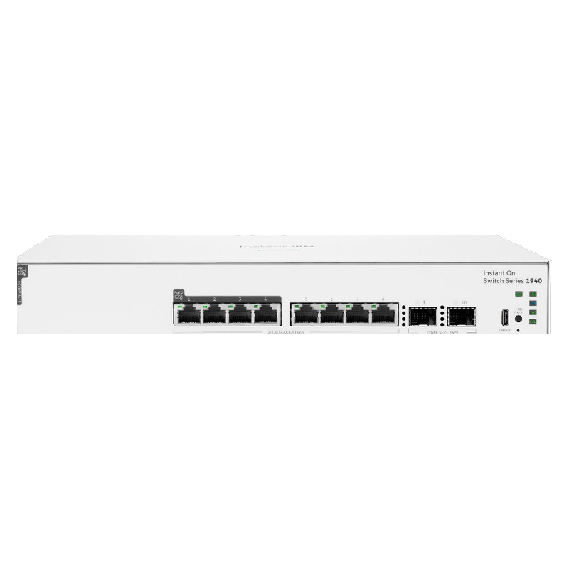 HPE Networking Instant On Switch 8p SR10 4p CL6 PoE 2p SFP+ 120W 1940 (S4A36A), front view