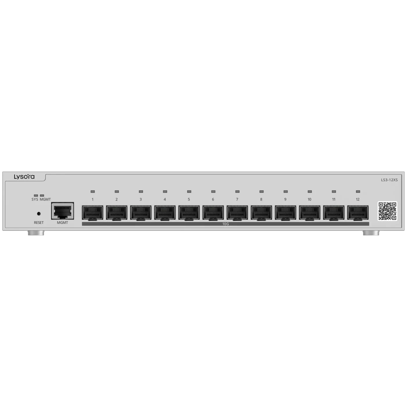 Lysora LS3-12XS 12-Port SFP+ Layer 3 Managed Switch, front view