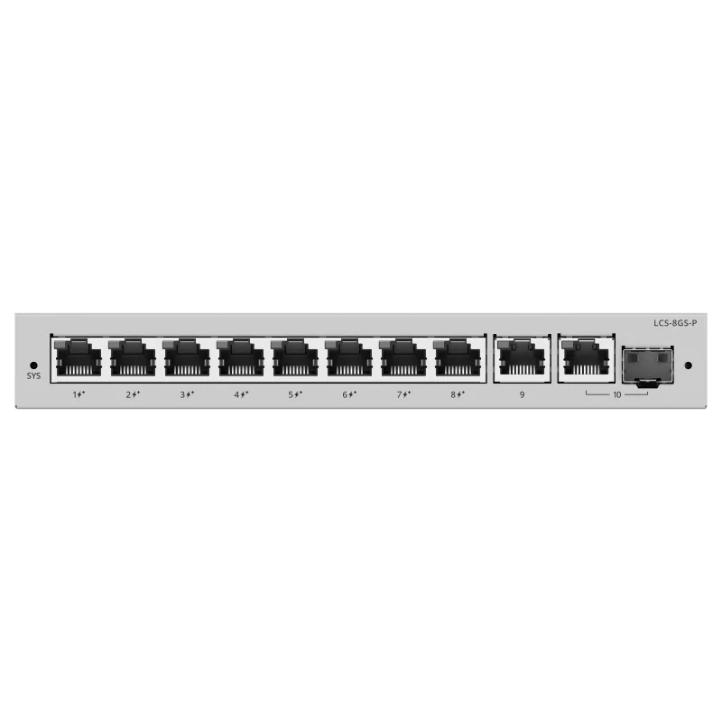 Lysora LCS-8GS-P 8-Port Cloud Managed PoE Switch, front view 1